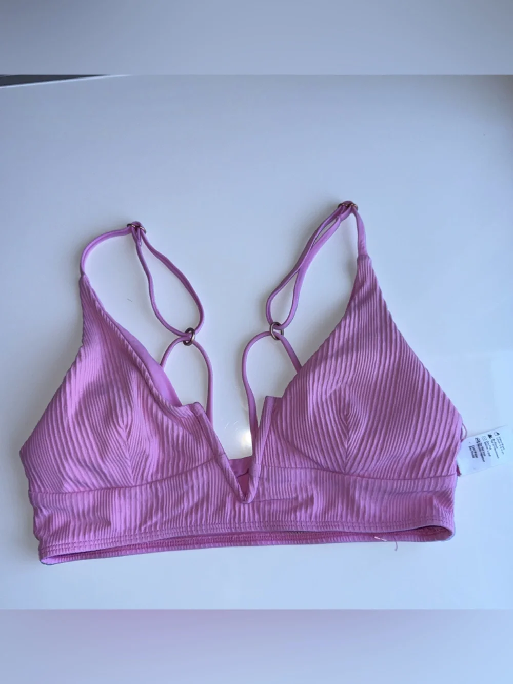 L*SPACE Peony Purple Siren Top Court Bottom Ribbed Miami Beach style Bikini L - Picture 4 of 11